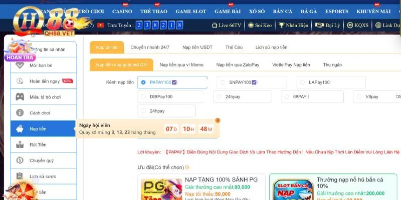 Nạp Tiền QH88 - Hướng Dẫn Và Những Điều Newbie Cần Biết