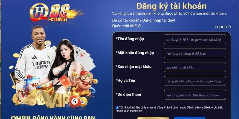 Hướng dẫn cách thức đăng ký và đăng nhập tài khoản tại QH88